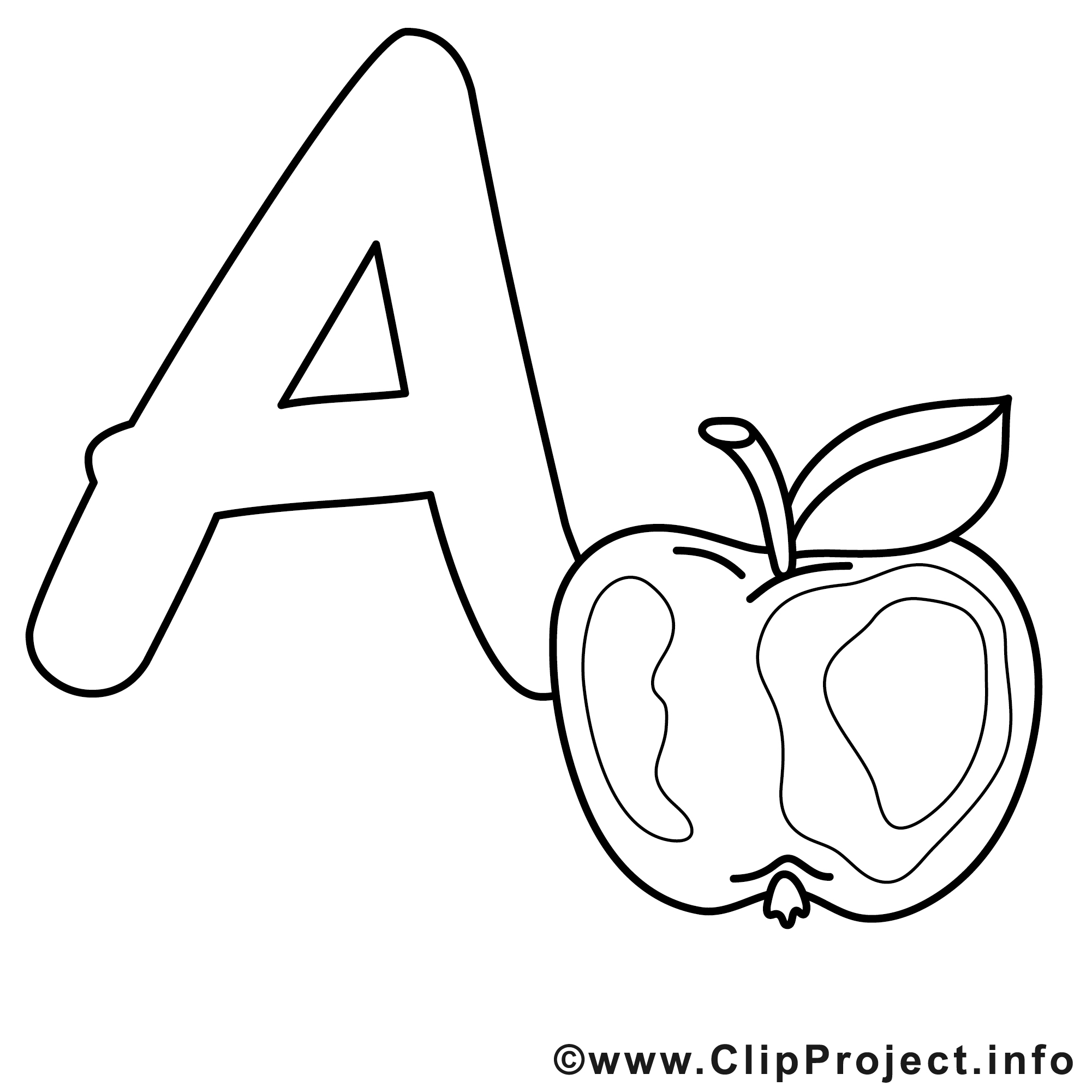 Apple clip art Alphabet anglais image à colorier Apple clip art Alphabet anglais image à colorier