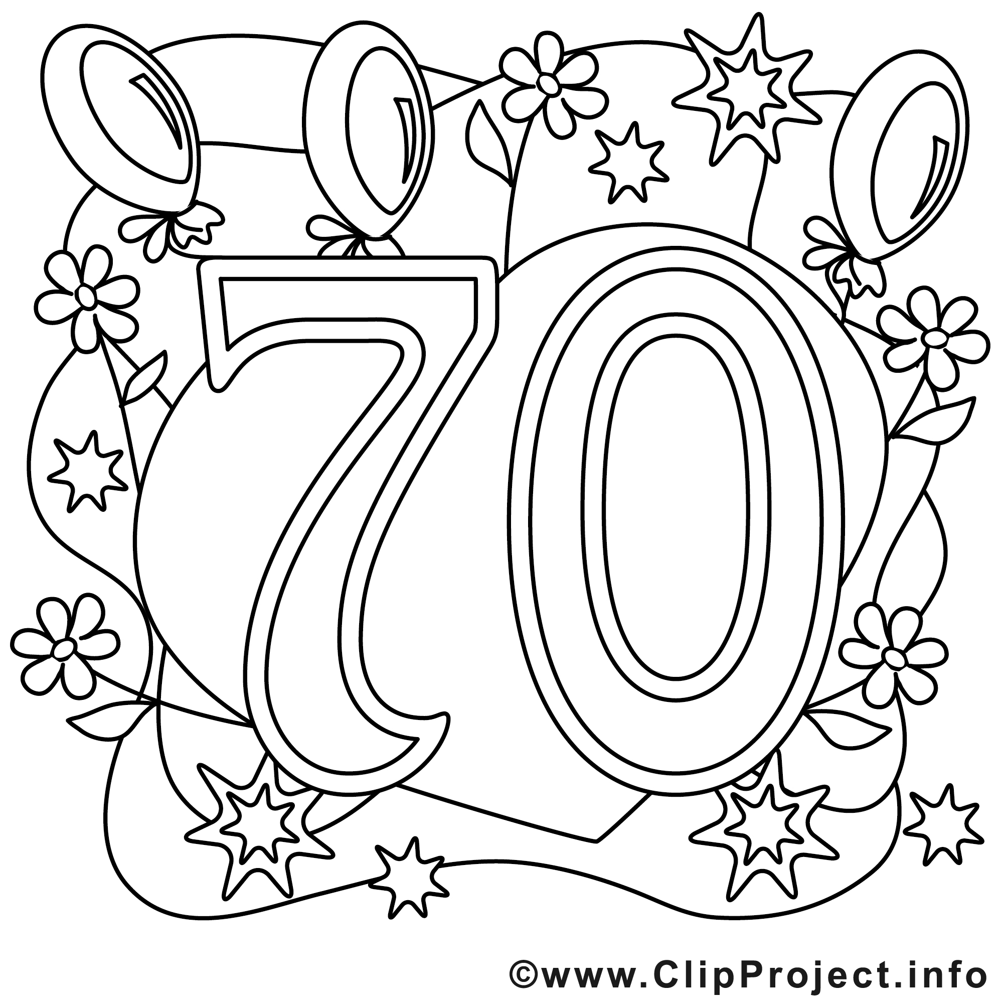 70 ans dessin gratuit  anniversaire à colorier