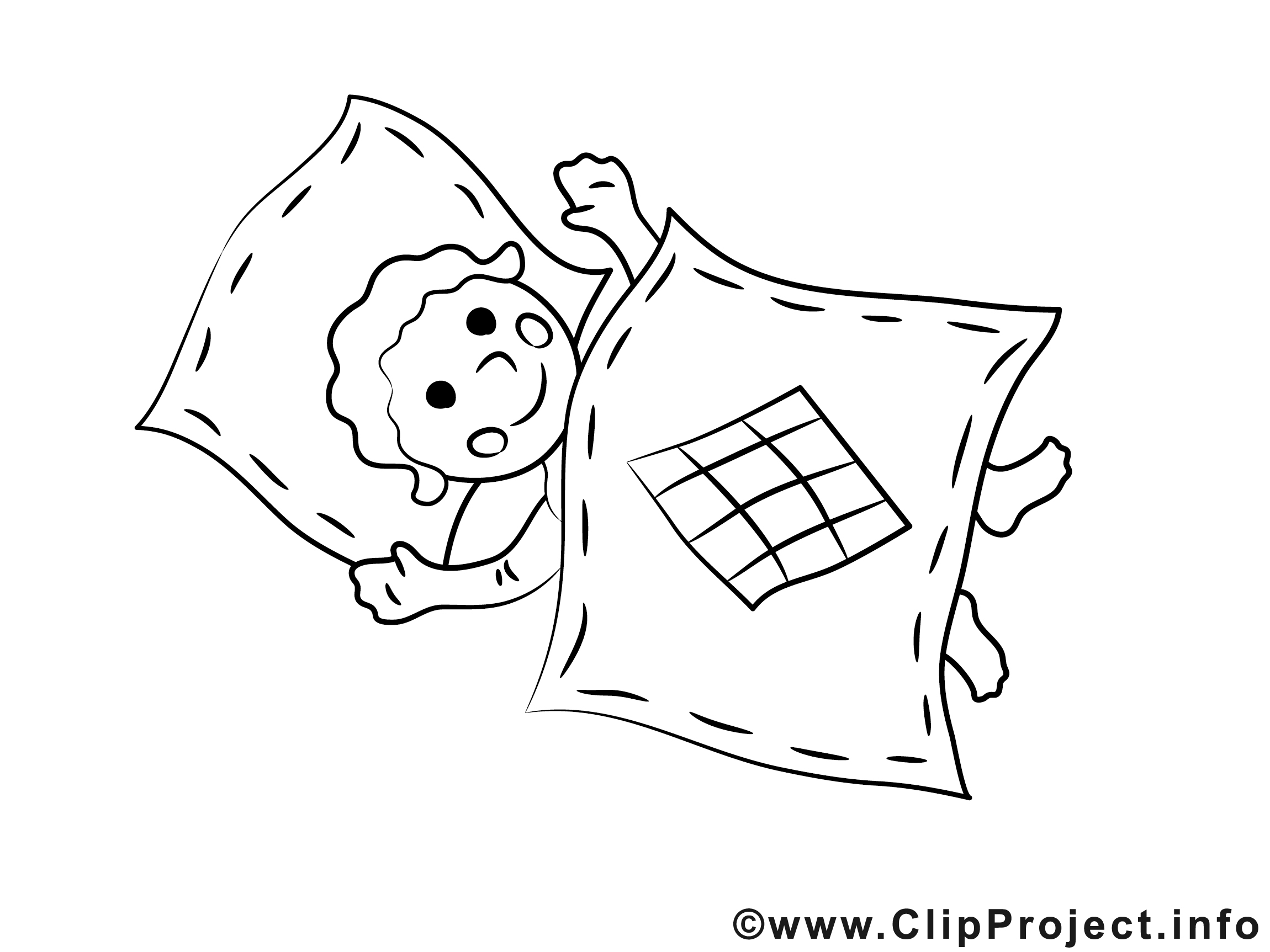 Lit illustration – Coloriage bébé cliparts