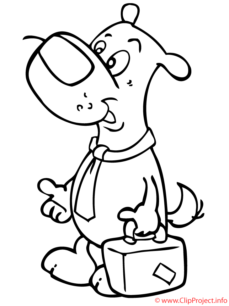 Le chien avec la valise coloriage  Chiens coloriages dessin, picture