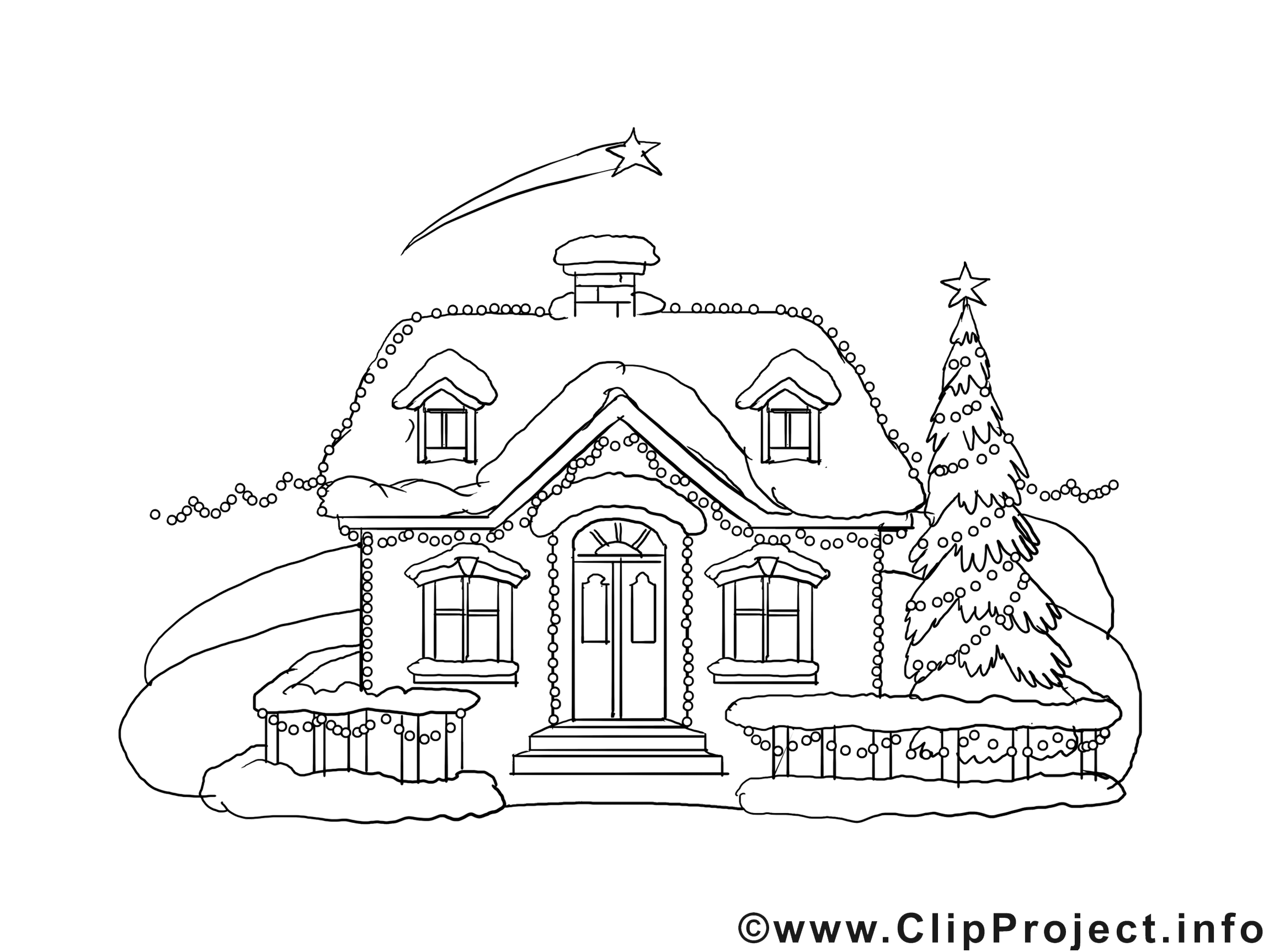 Maison dessin gratuit – Hiver à colorier  Hiver coloriages dessin