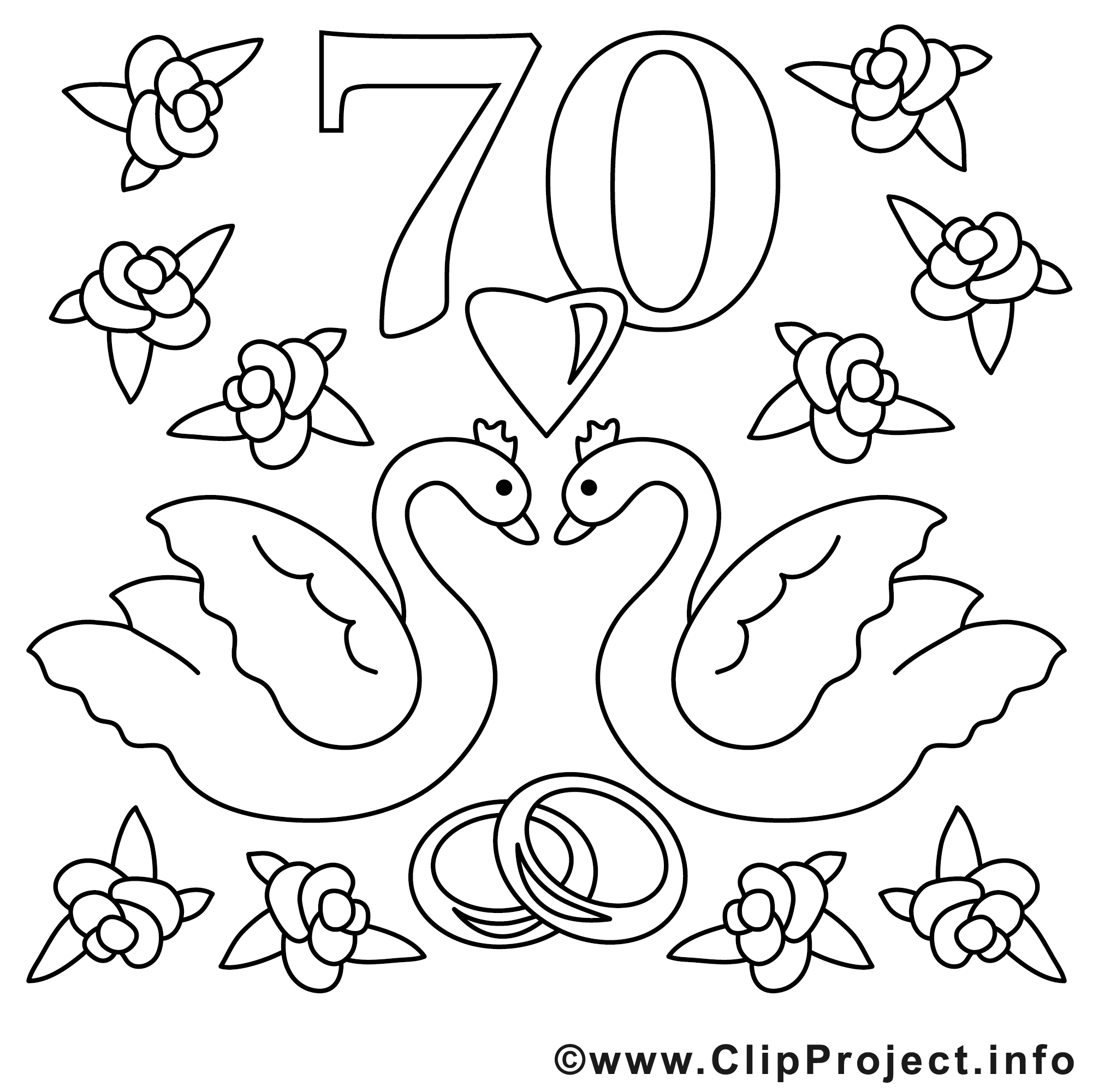 70 ans clip art gratuit – Mariage   colorier