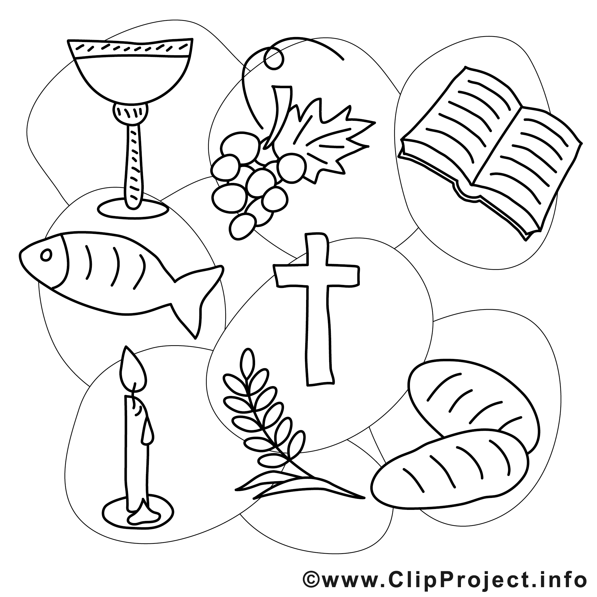 Objets clip art Communion image à colorier Communion