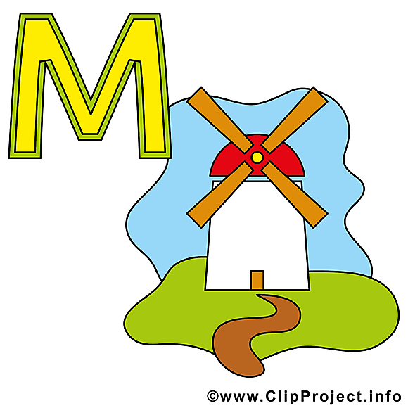 M mühle dessins – Alphabet allemand clipart