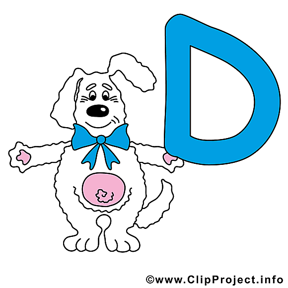 D dog dessin – Alphabet english clip arts gratuits
