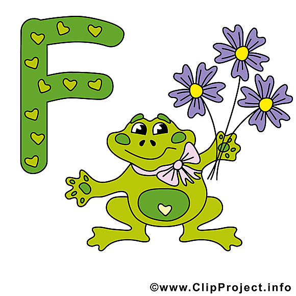 F frog illustration gratuite – Alphabet english clipart