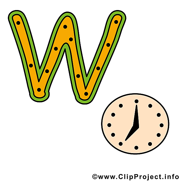 W watch alphabet english illustration à télécharger gratuite