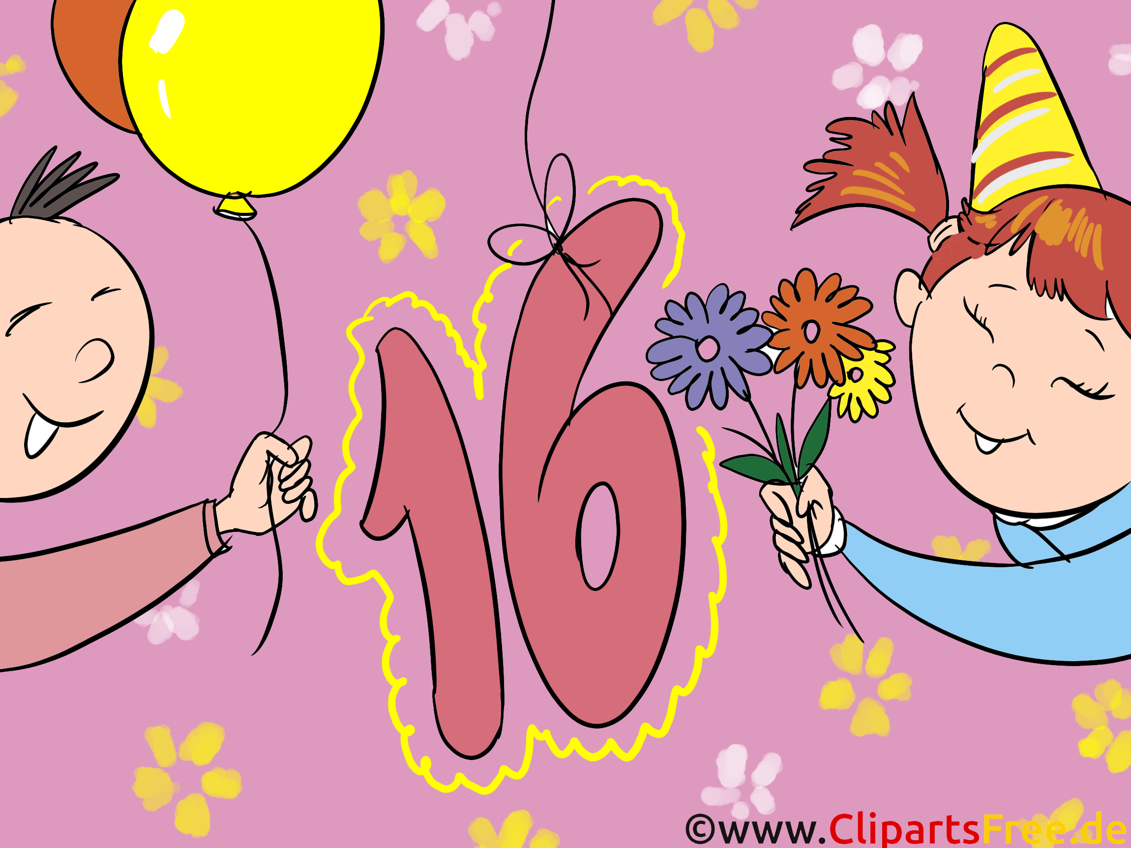 16 ans clip arts gratuits – Anniversaire illustrations