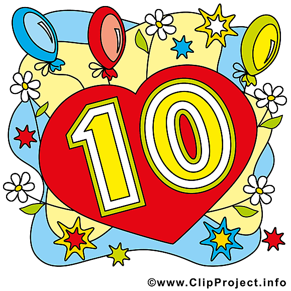 Ballons 10 ans clipart gratuit – Anniversaire images