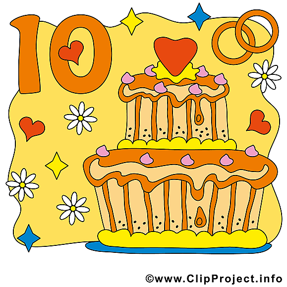 10 ans anniversaire mariage clipart