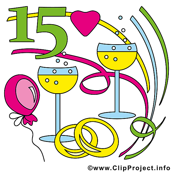 15 ans anniversaire mariage clipart