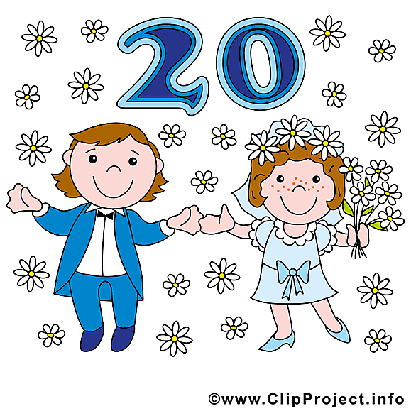 20 ans anniversaire mariage clipart