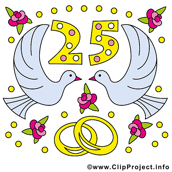 25 ans anniversaire mariage clipart