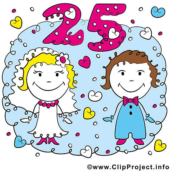 25 ans anniversaire mariage illustrations