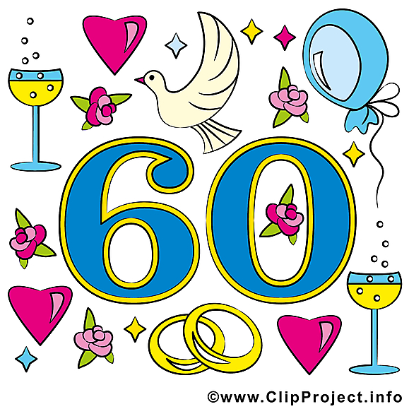 60 ans anniversaire mariage cliparts