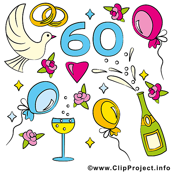 60 ans champagne anniversaire mariage dessin