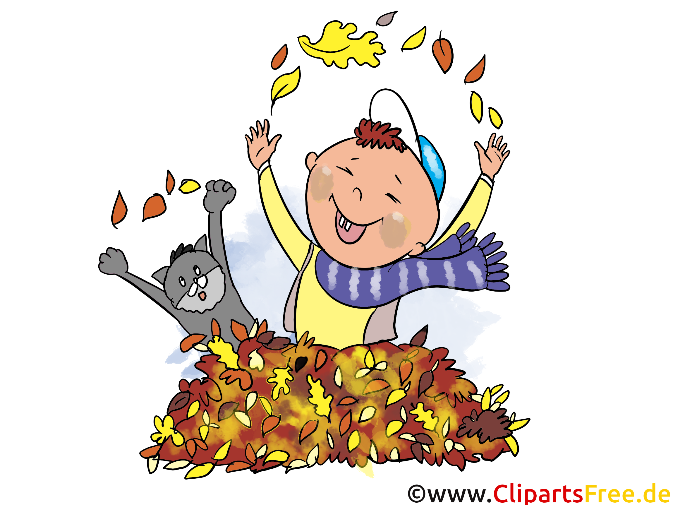 Chat feuilles clipart – Automne dessins gratuits