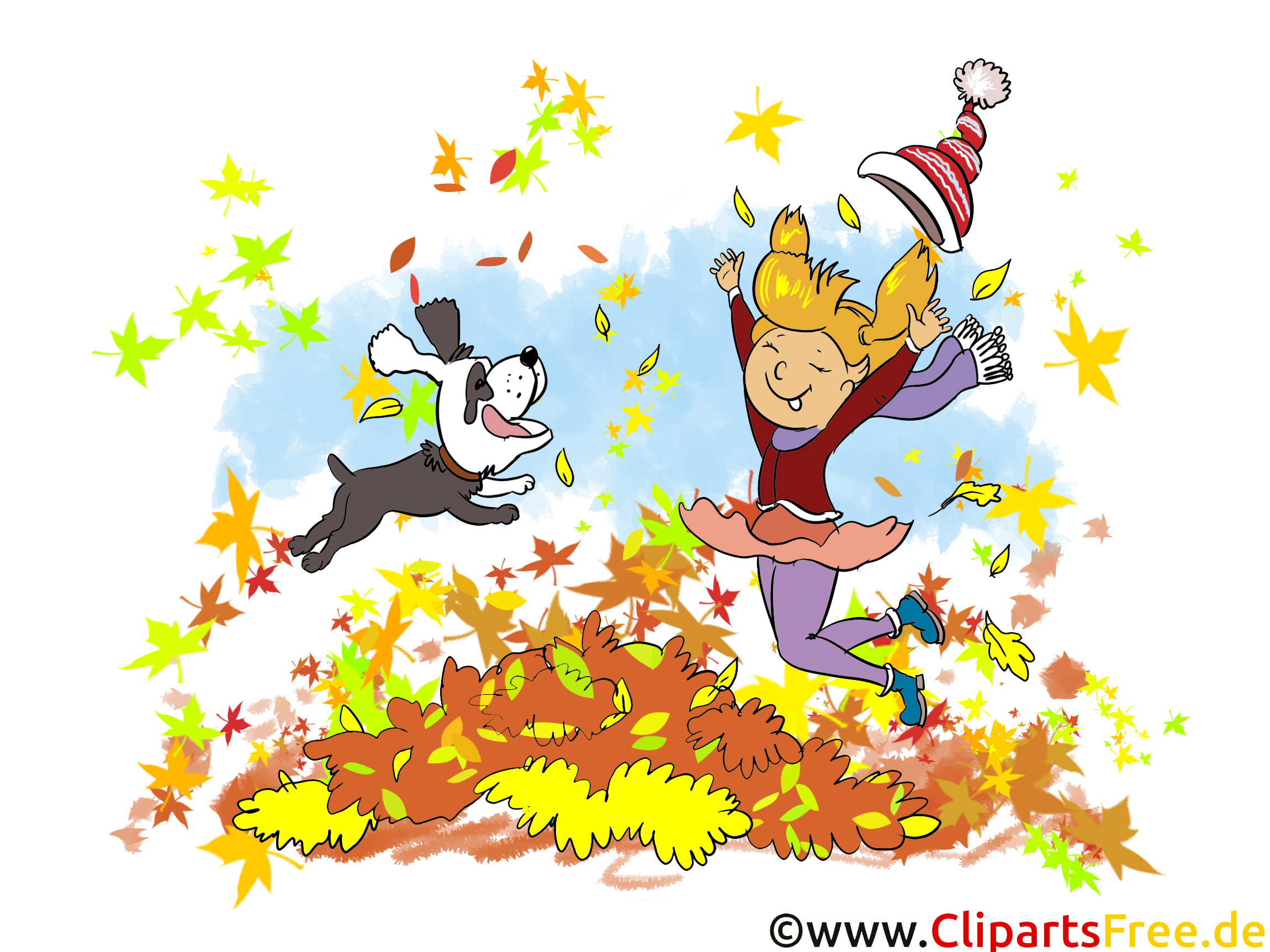 Chien feuilles clipart – Automne dessins gratuits