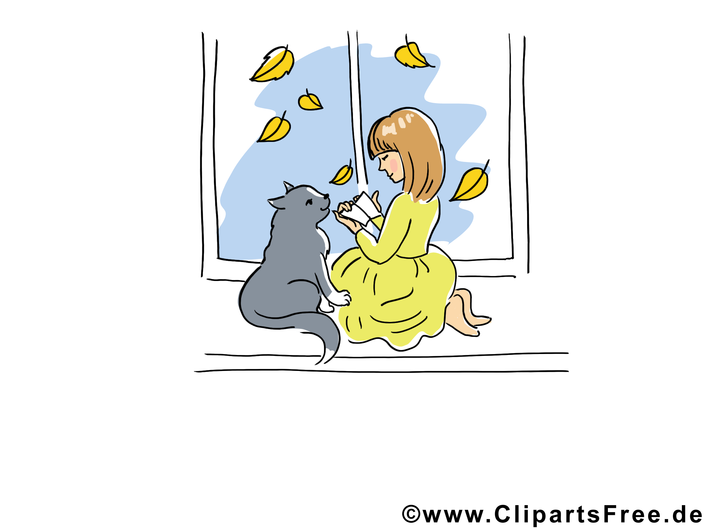 Fenêtre chat clip art gratuit – Automne dessin