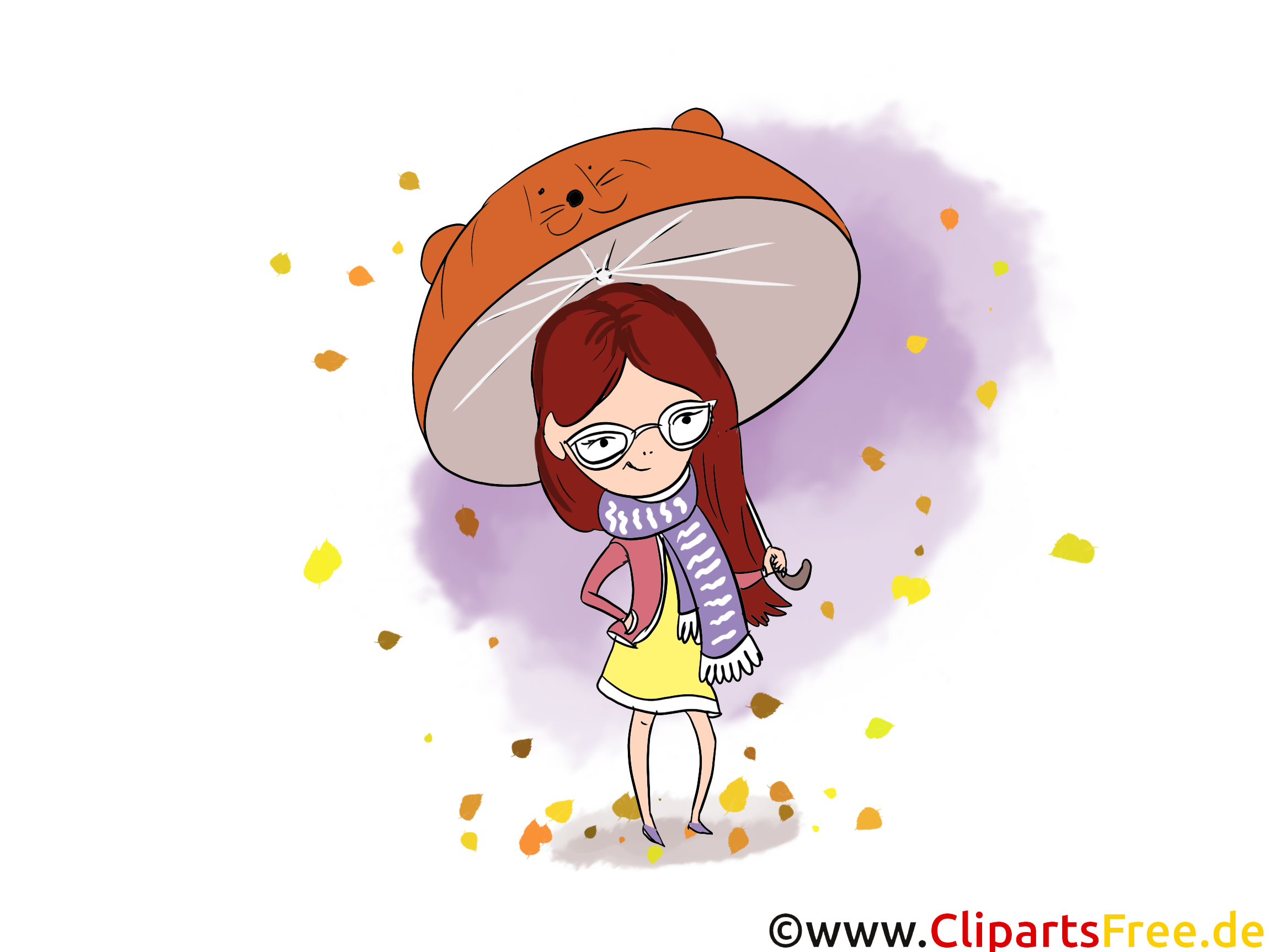 Parapluie fille clipart – Automne dessins gratuits