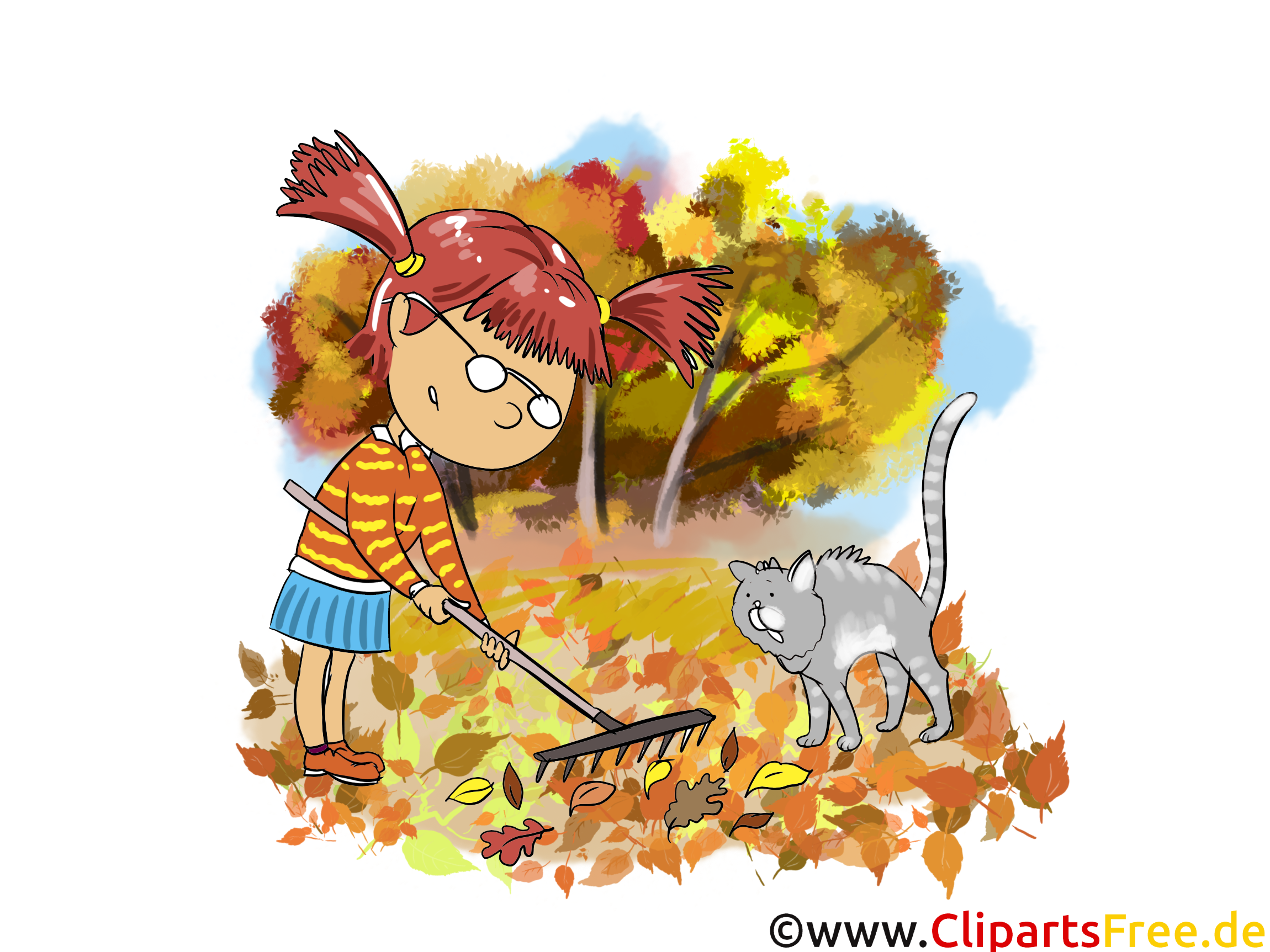 Râteau feuilles illustration gratuite – Automne clipart