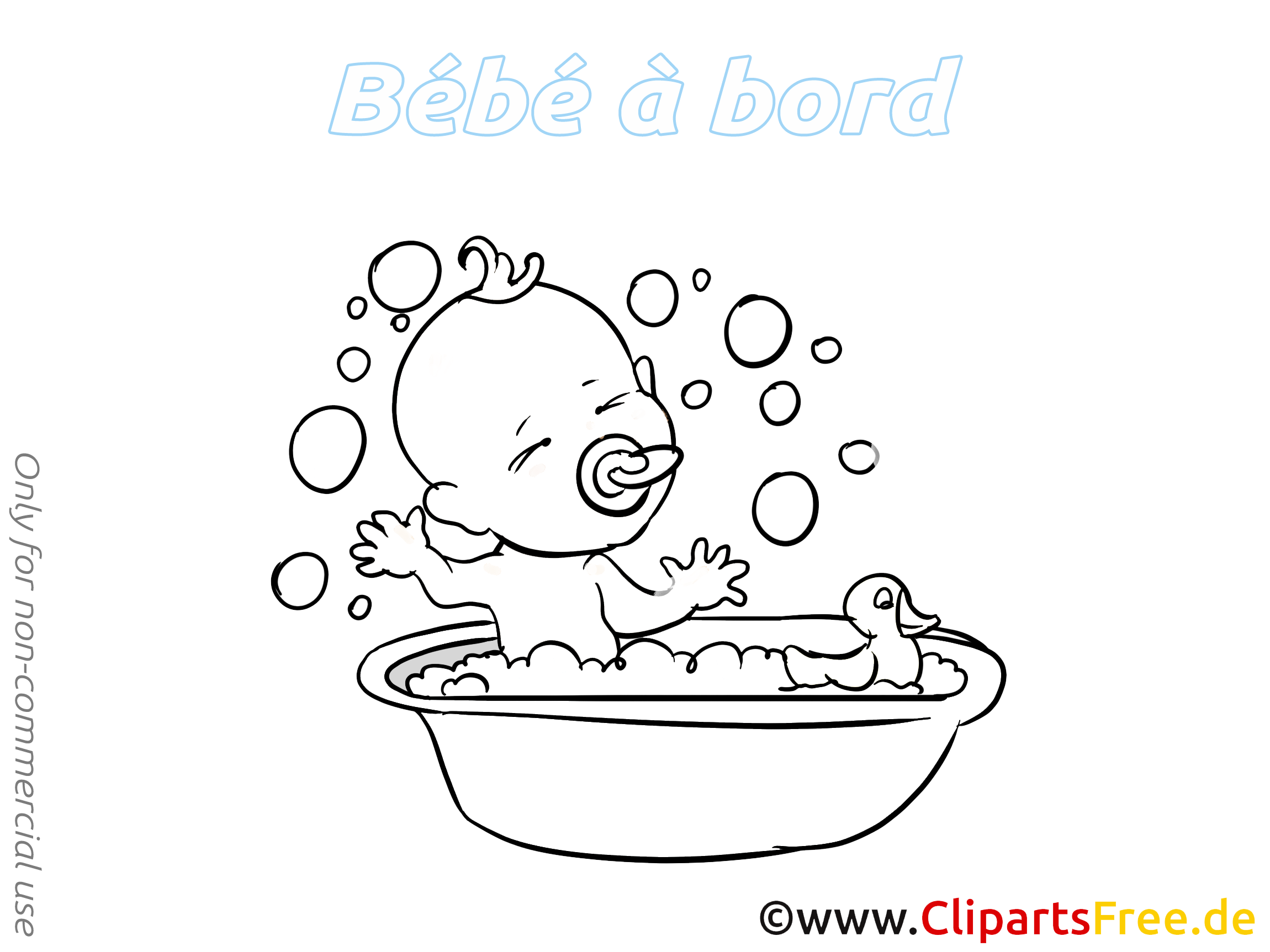 Bain clipart à colorier – Bébé à bord images