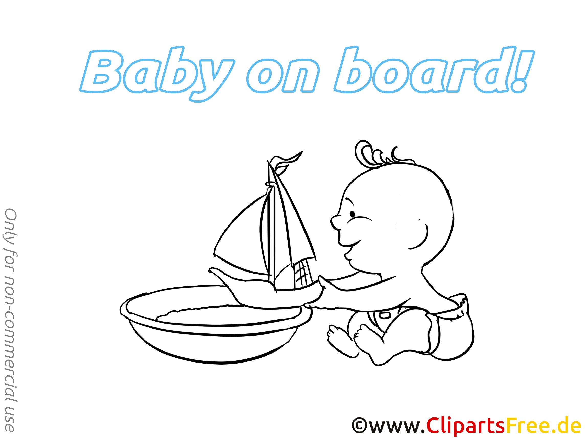 Bateau images à colorier – Bébé à bord clipart