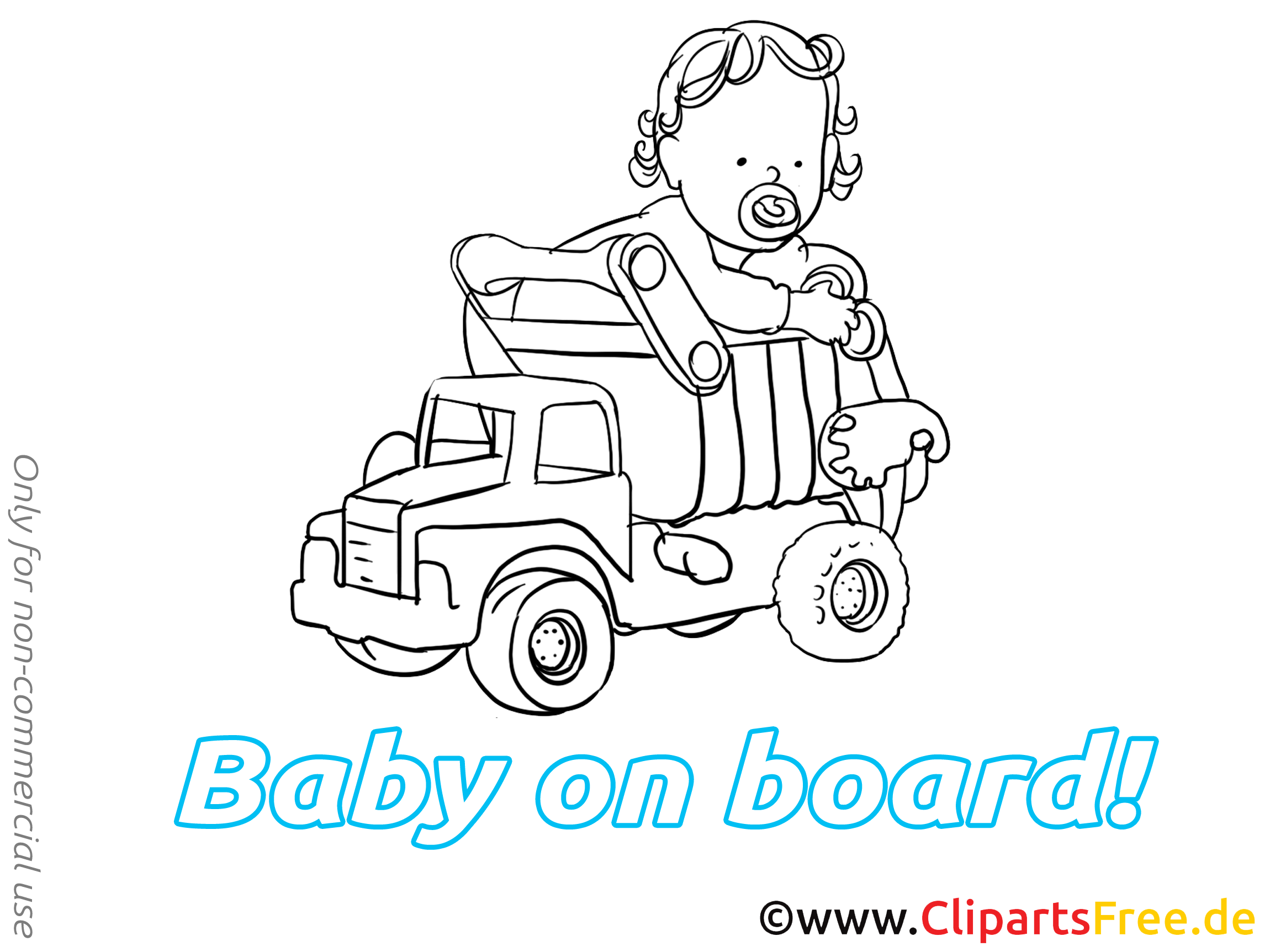 Camion dessin à imprimer – Bébé à bord images