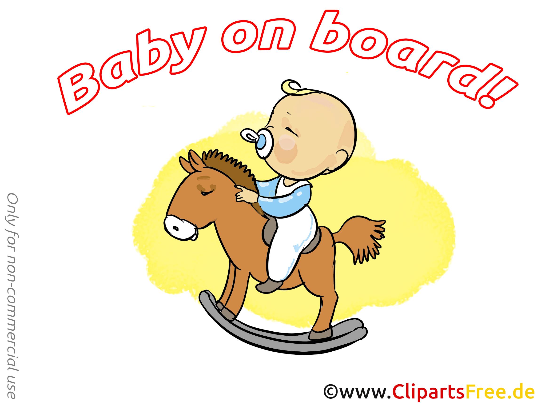 Cheval en bois illustration gratuite – Bébé à bord clipart