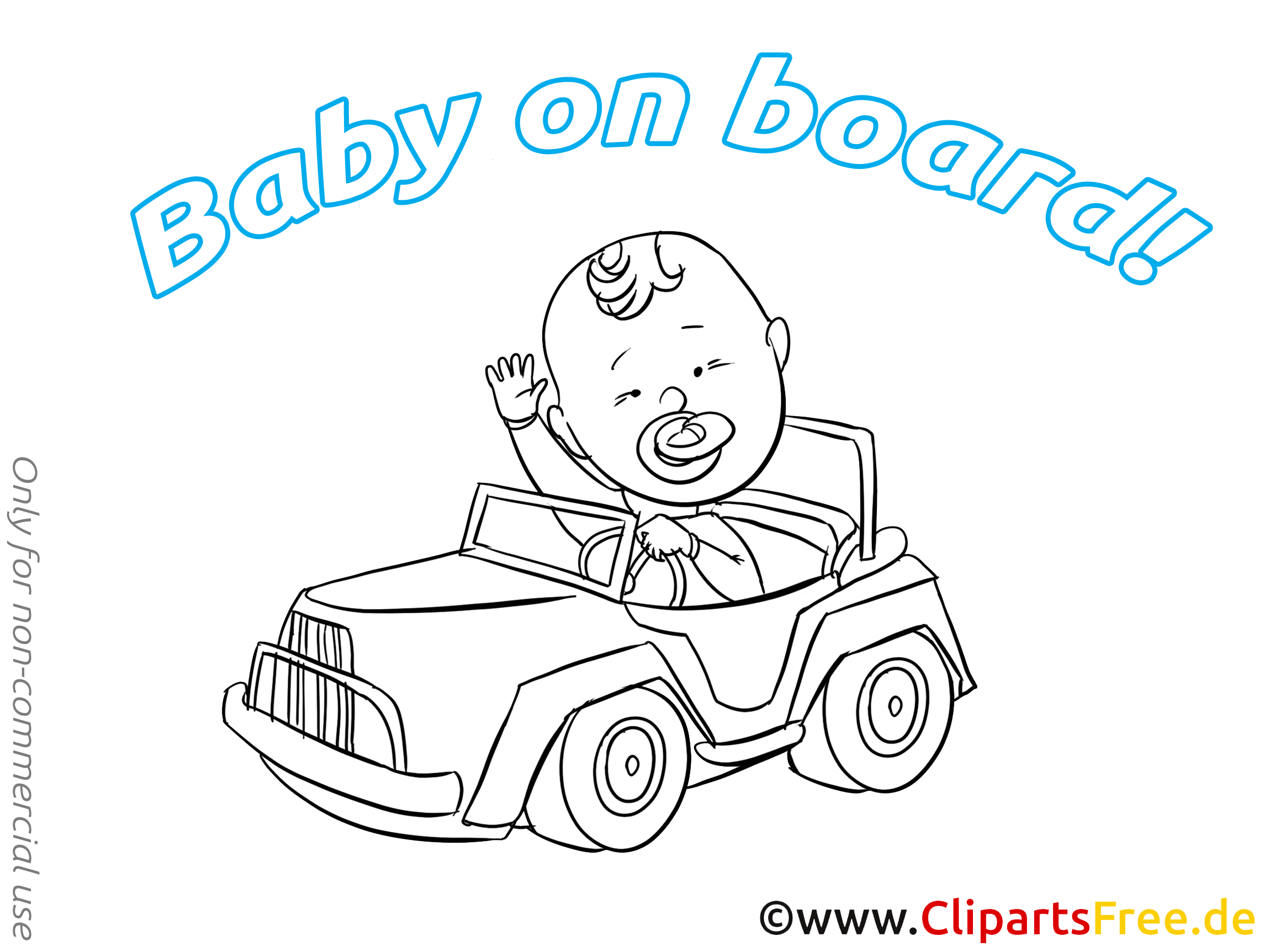 Coloriage clip art voiture – Bébé à bord dessin