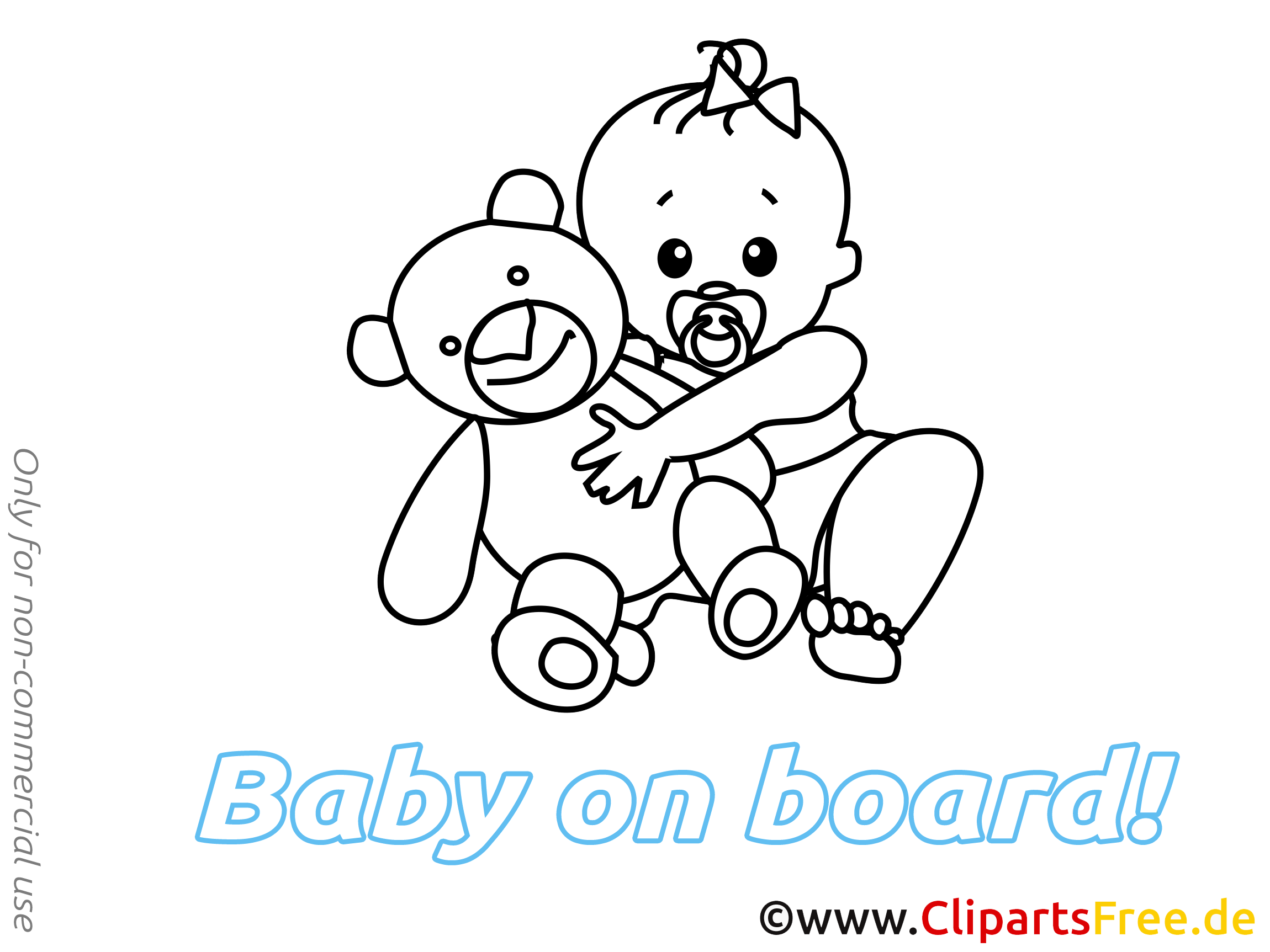 Dessin à colorier ours en peluche – Bébé à bord à télécharger