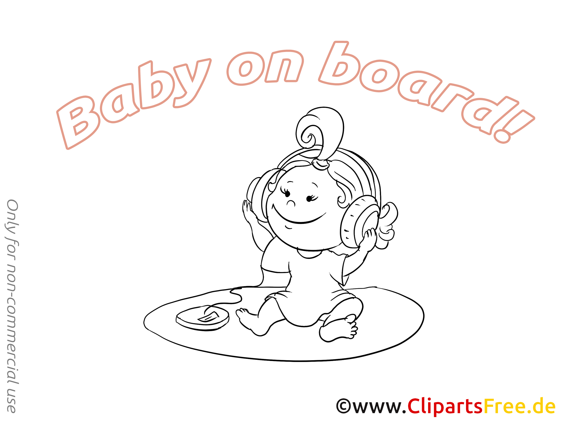 Écouteurs image à colorier – Bébé à bord clipart