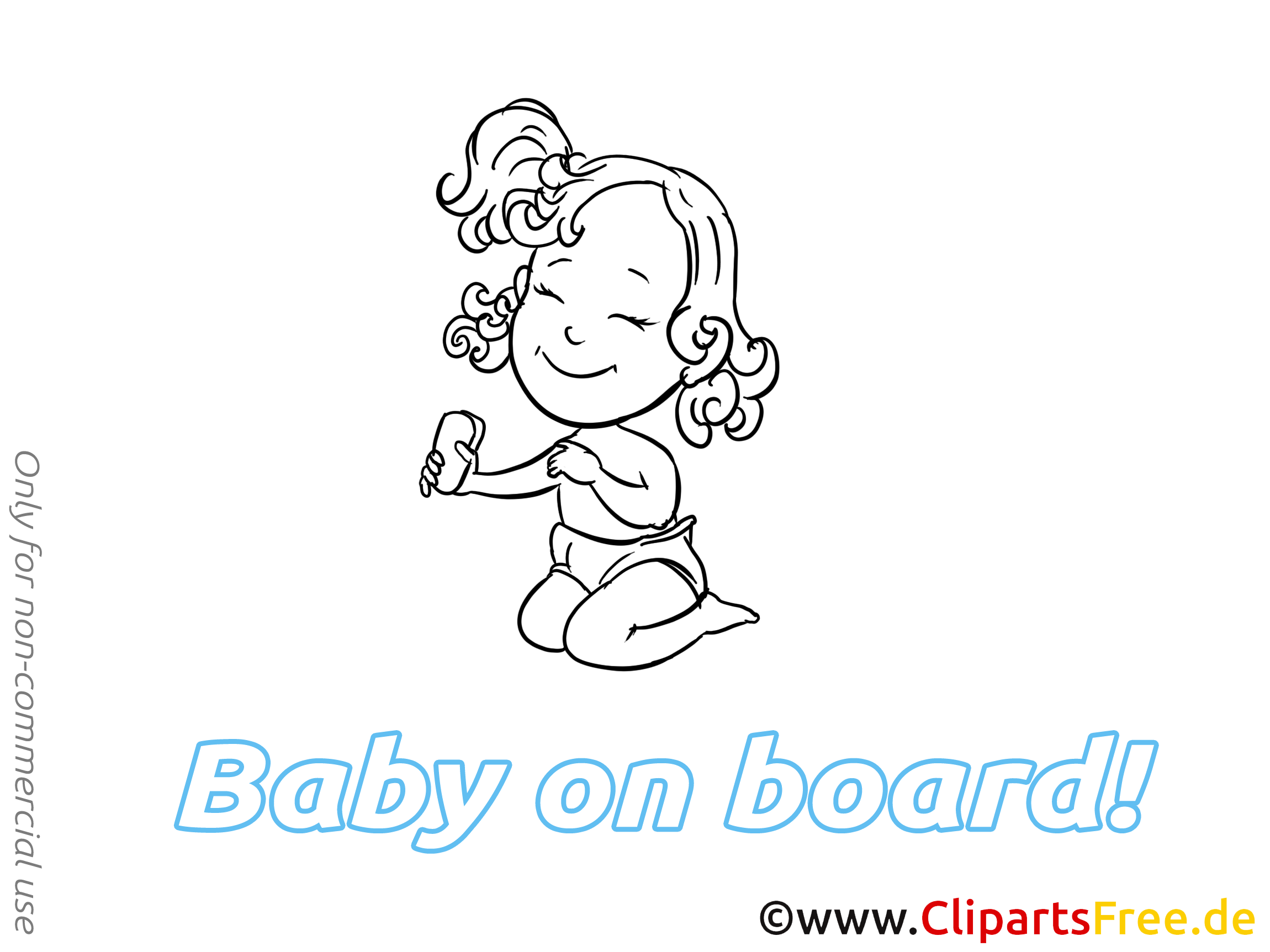 Fille clip art à colorier – Bébé à bord image gratuite
