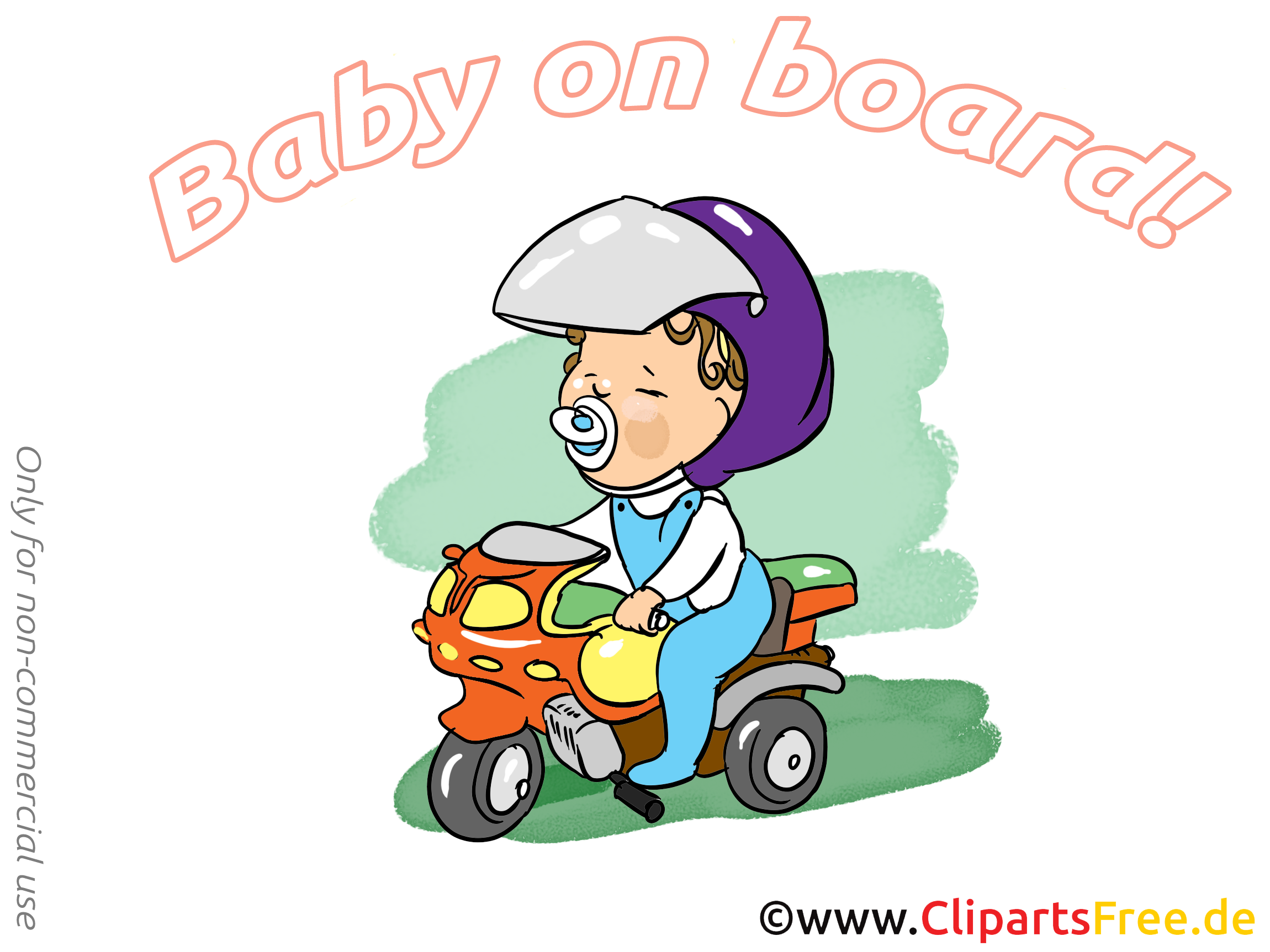 Motocyclette clip art gratuit – Bébé à bord dessin