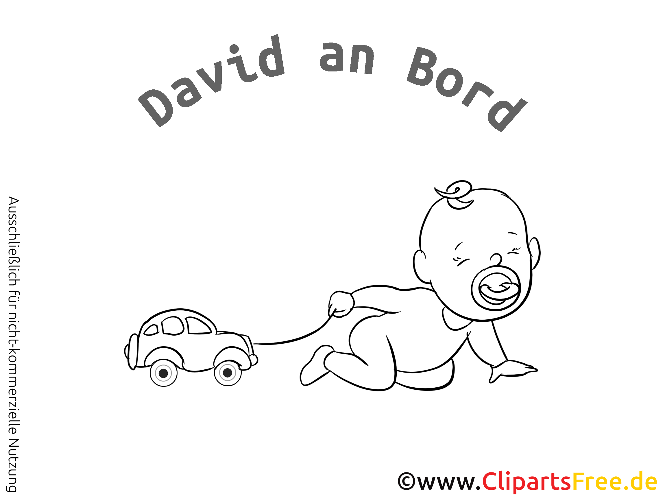 Petite voiture bébé à bord illustration à colorier