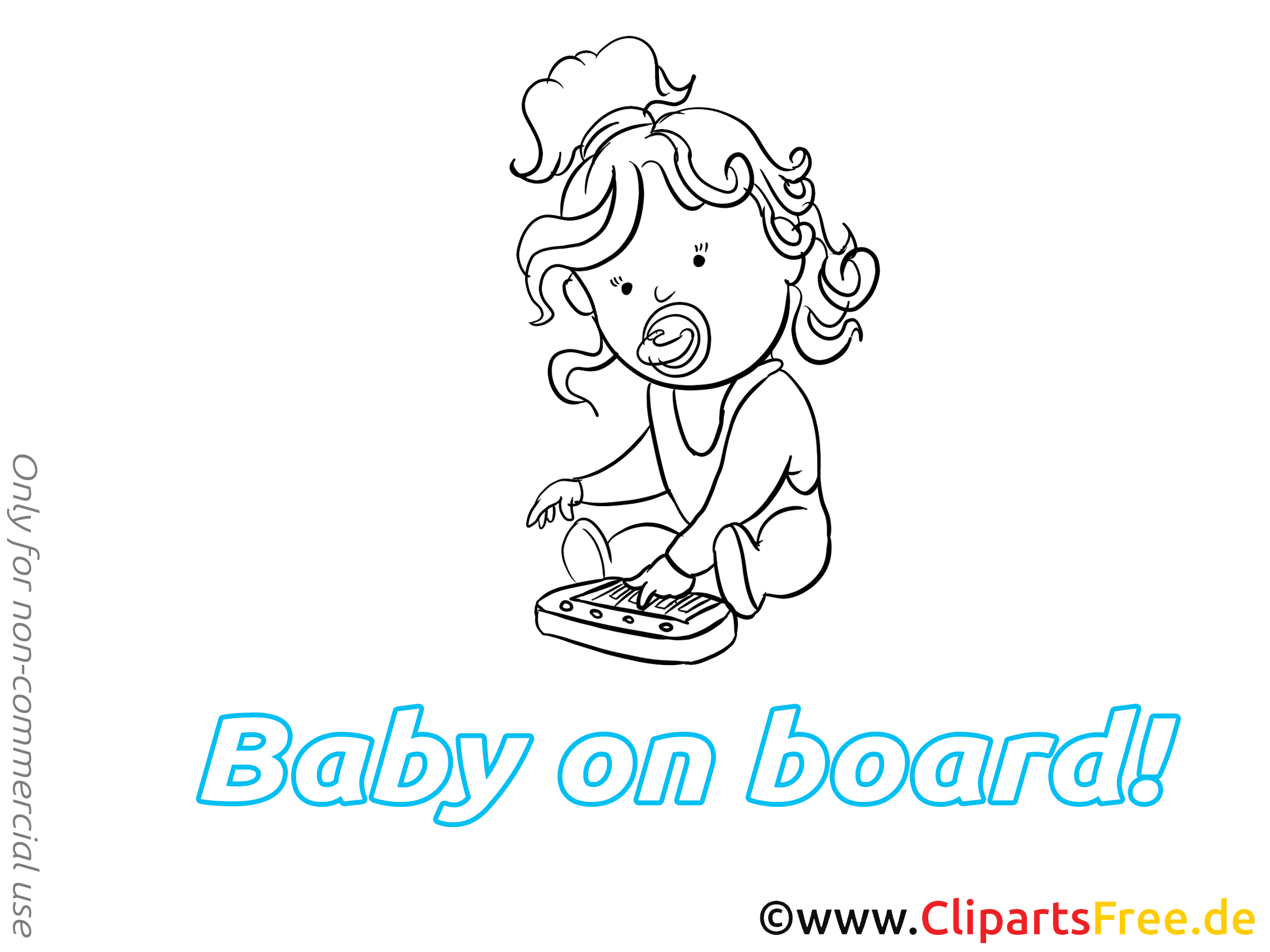 Piano image à colorier – Bébé à bord images cliparts
