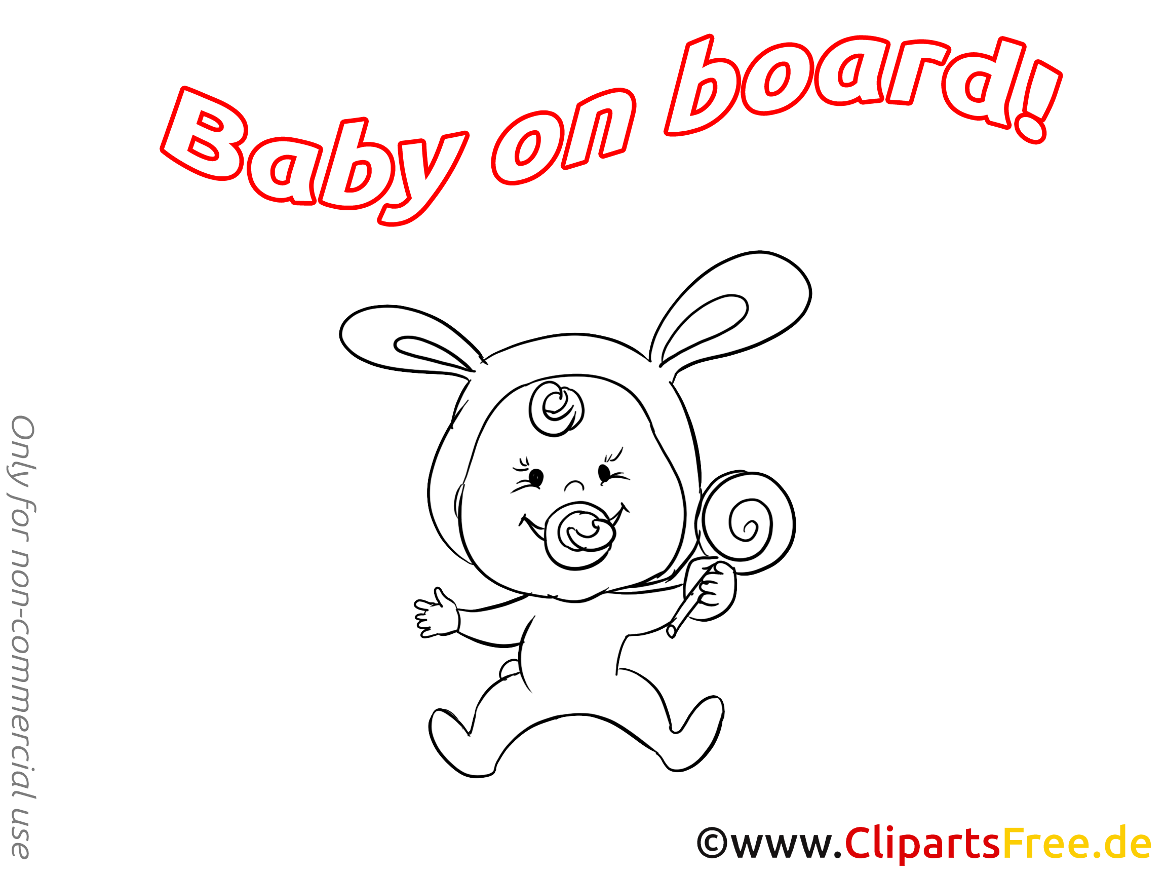 Sucette dessin à colorier – Bébé à bord à télécharger