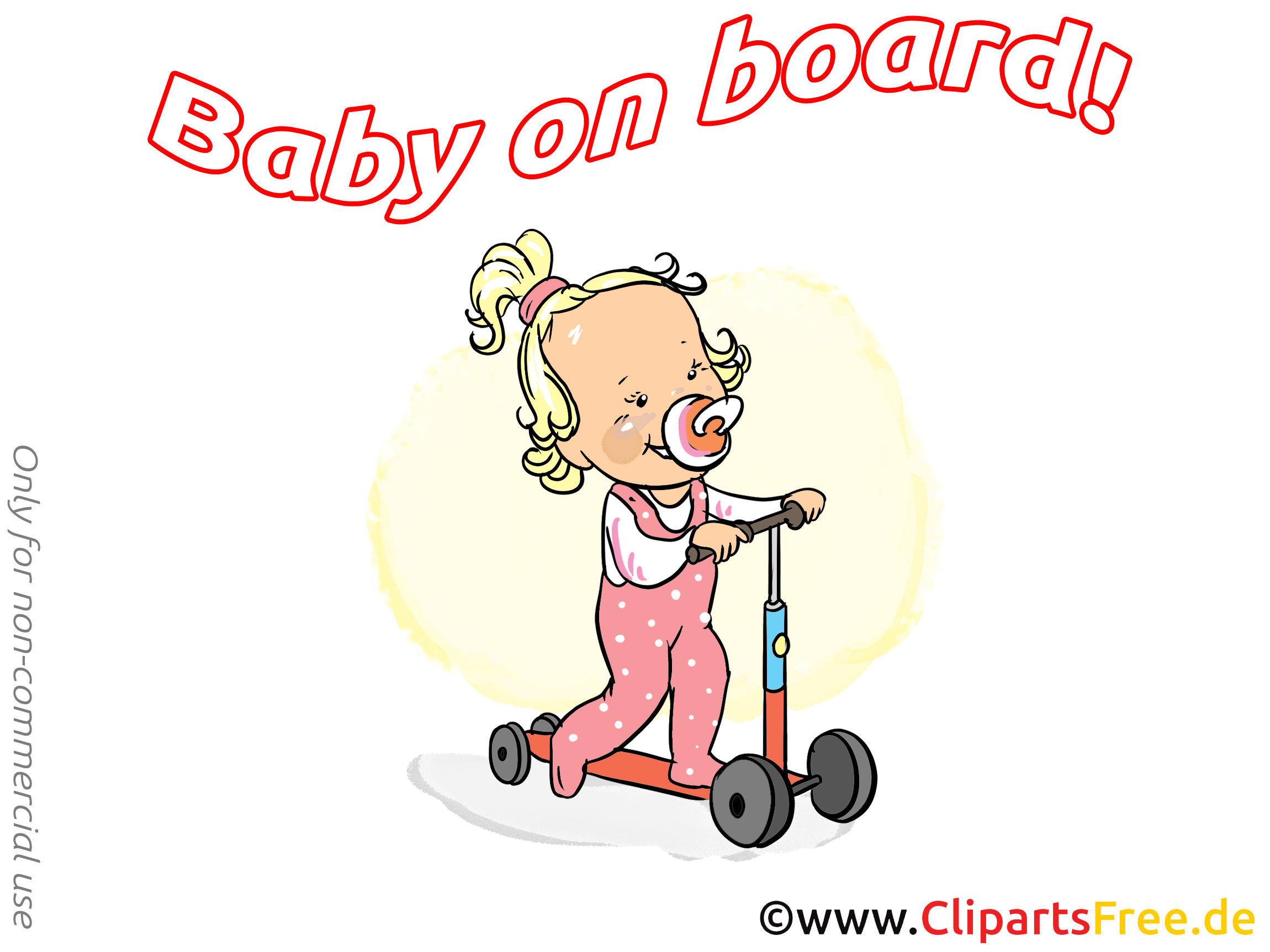 Trottinette dessins gratuits – Bébé à bord clipart