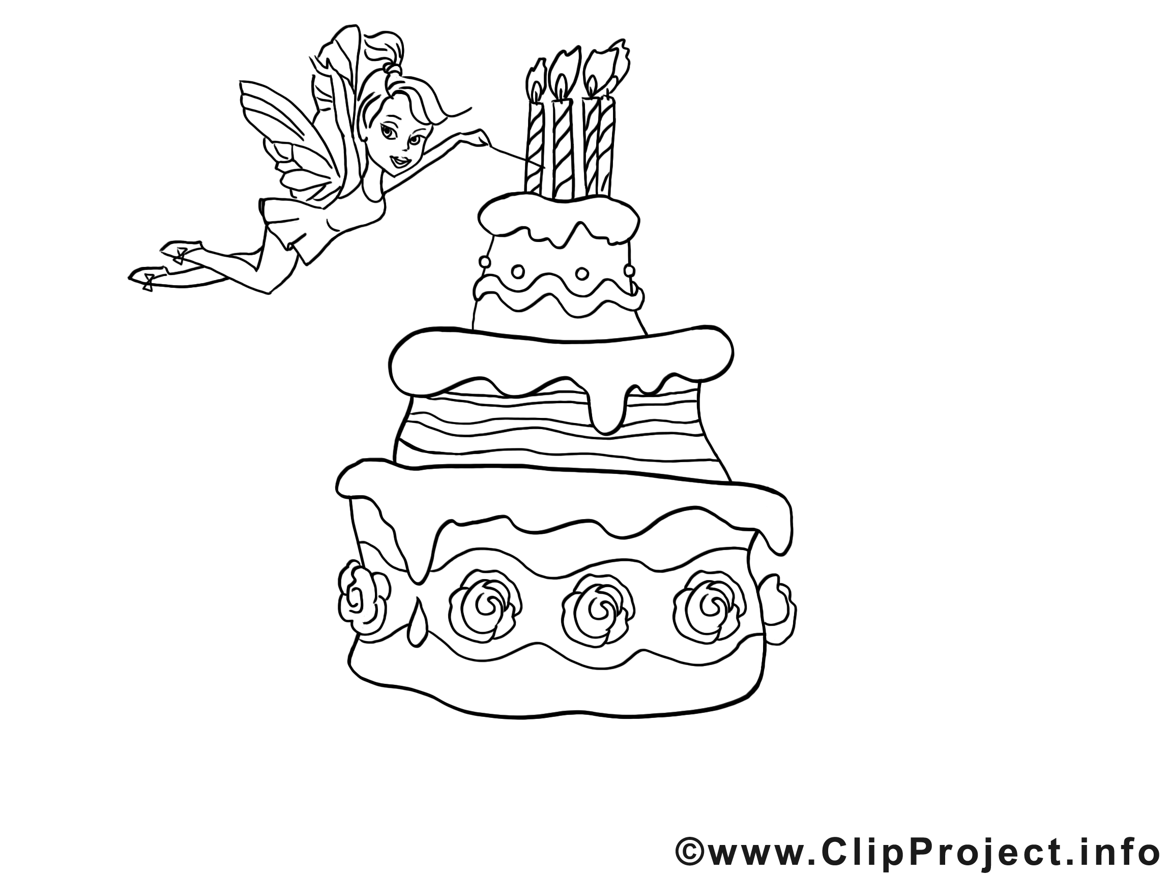 Coloriage gâteau images – Anniversaire clip art gratuit