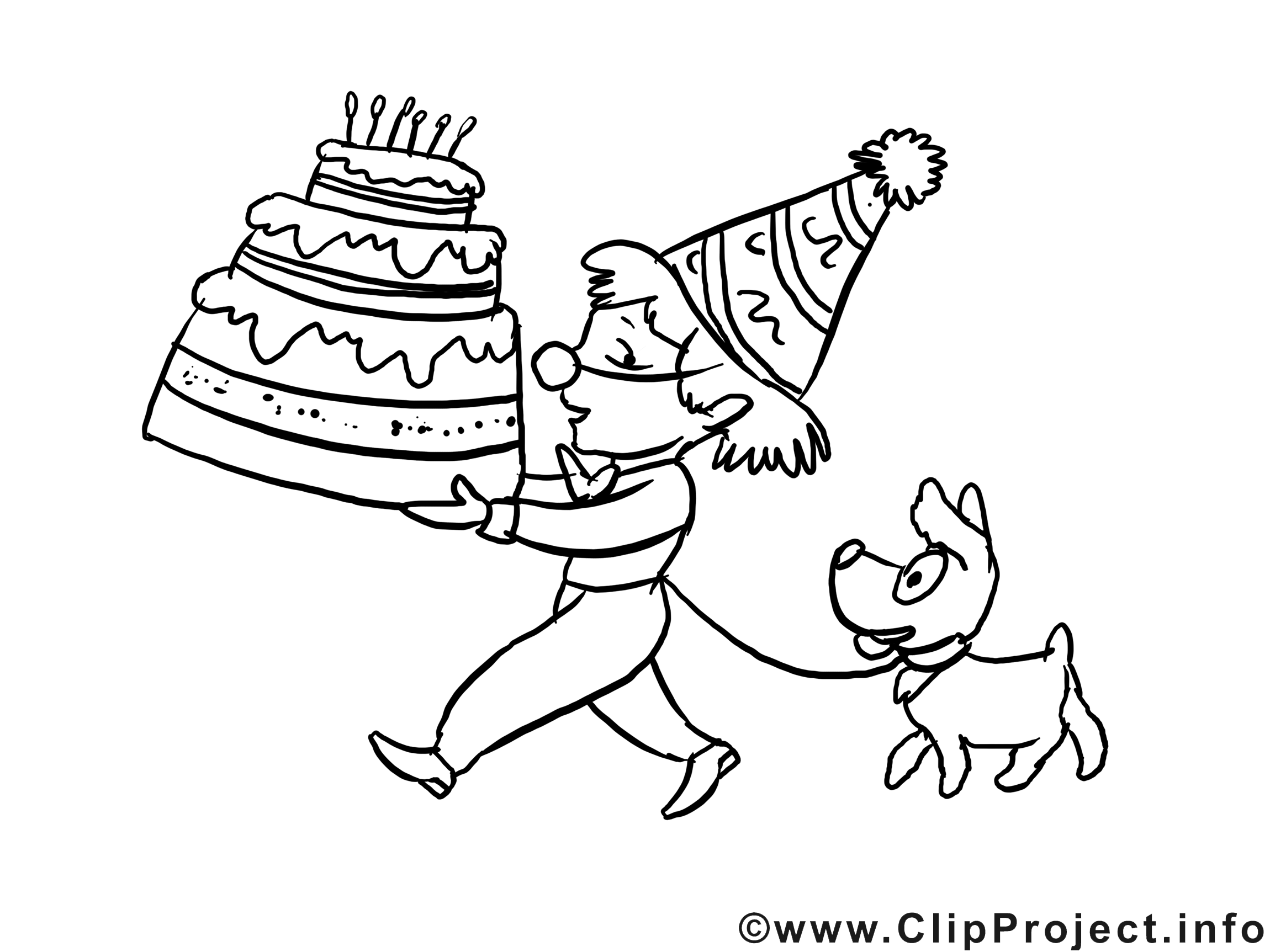 Illustration gratuite à colorier gâteau – Anniversaire clipart