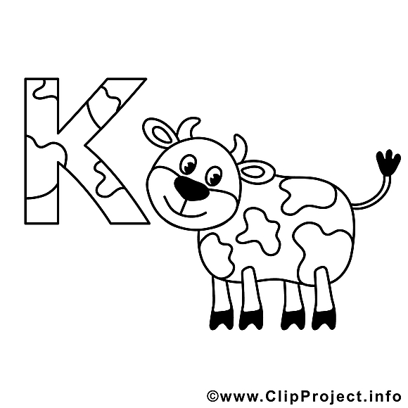 Kuh image – Coloriage alphabet allemand illustration