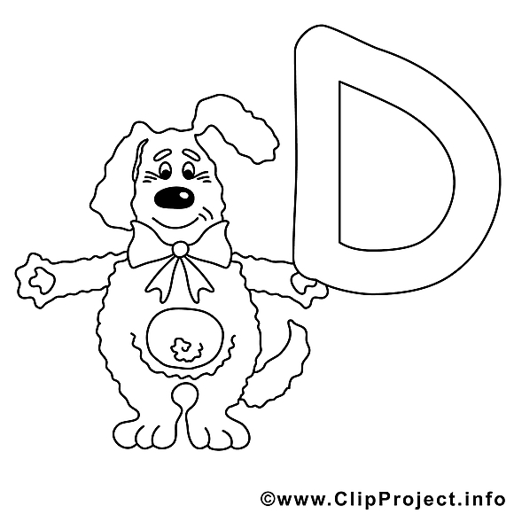 Dog dessin – Alphabet anglais gratuits à imprimer