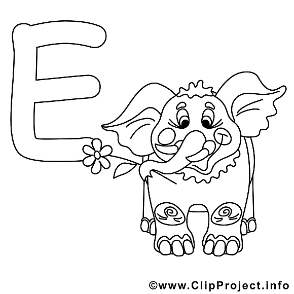 Elephant image à télécharger – Alphabet anglais à colorier