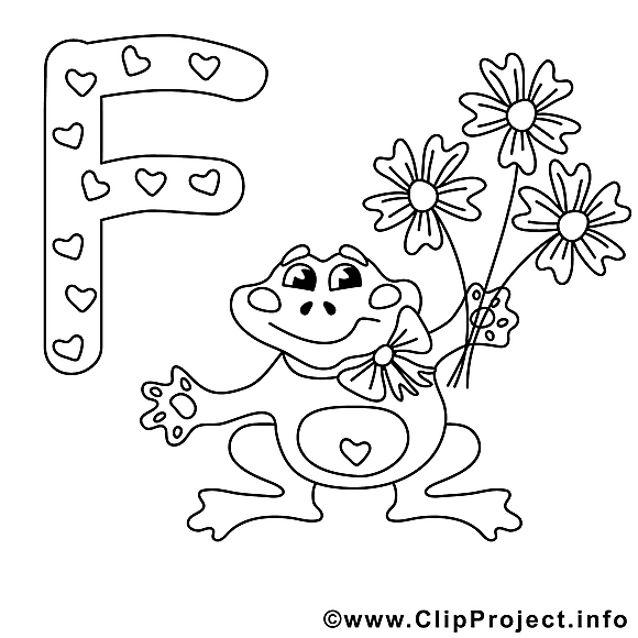 Frog illustration – Alphabet anglais à colorier