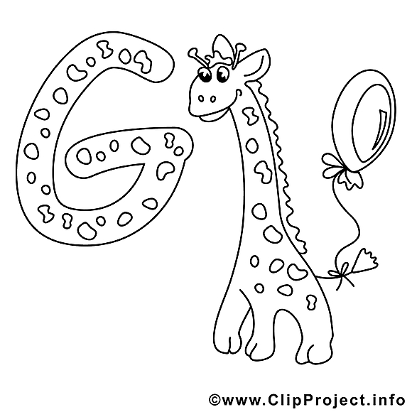 Giraffe dessin – Coloriage alphabet anglais à télécharger