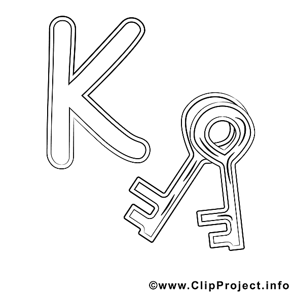 Key clip art gratuit – Alphabet anglais à imprimer