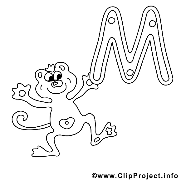 Monkey image – Coloriage alphabet anglais illustration