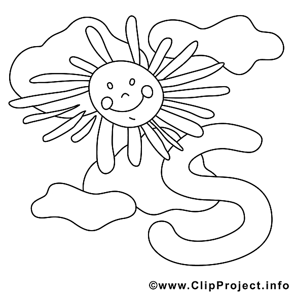Sun clip art gratuit – Alphabet anglais à colorier