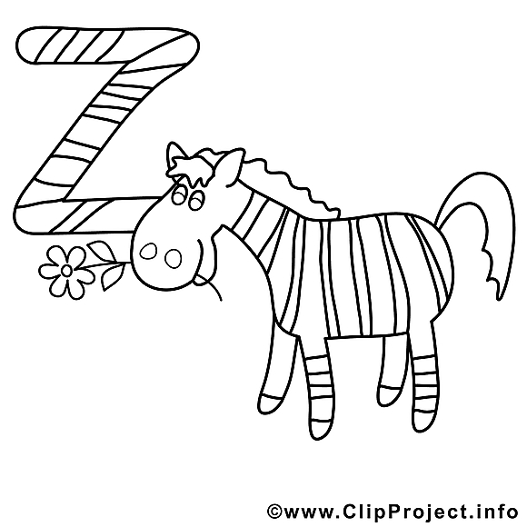 Zebra image – Alphabet anglais images à colorier