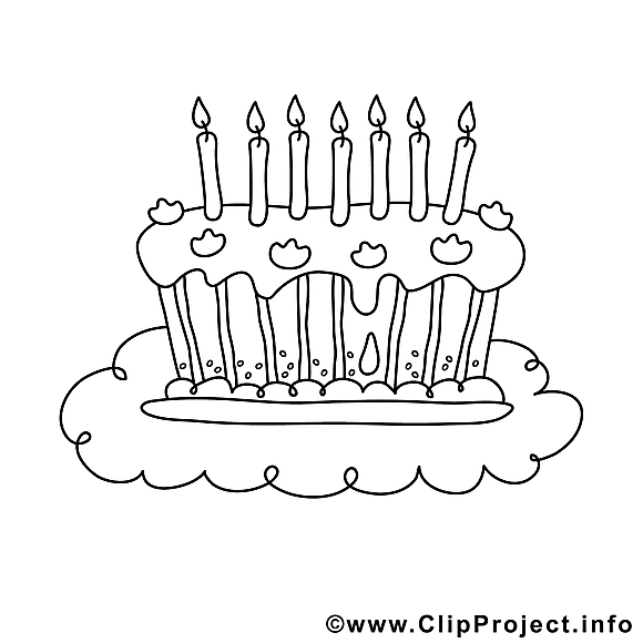 Coloriage anniversaire gâteau image à télécharger